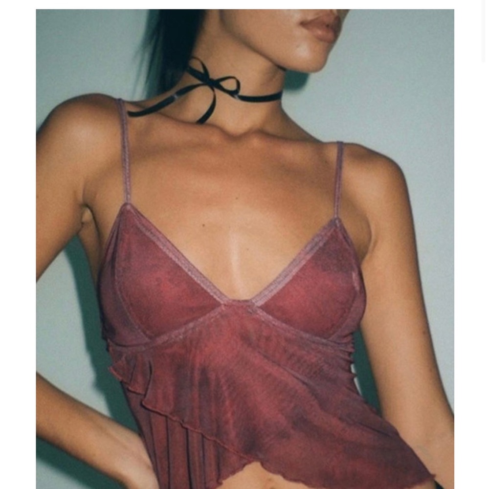 EMMIOL mesh spaghetti strap camisole red size S NWT